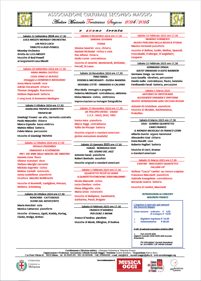12 ottobre 2024 Milano Rassegna Associazione Secondo Maggio